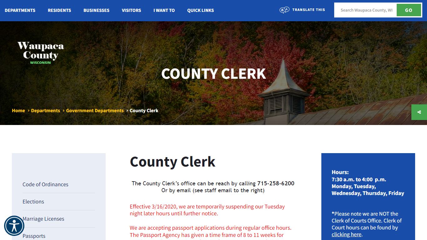 County Clerk - Waupaca County, Wisconsin
